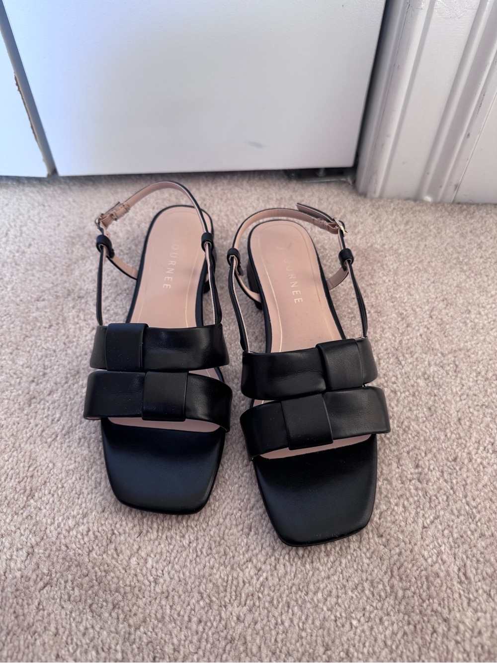 Journee Collection Black Woven Double-Strap Slingback Sandals